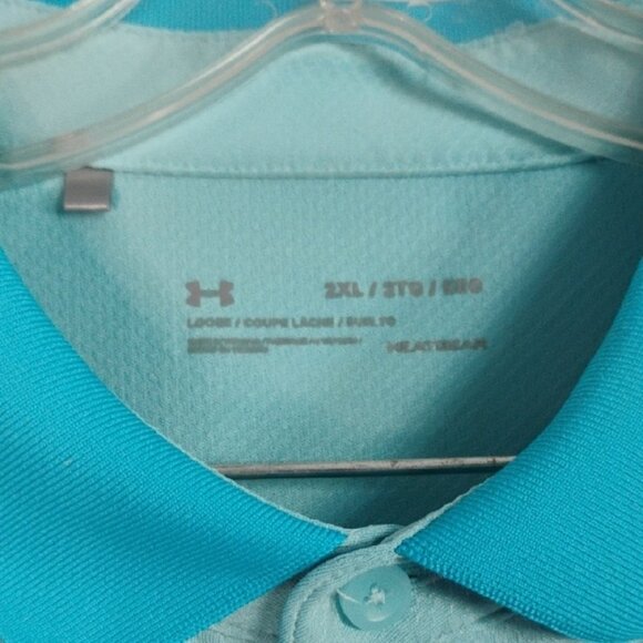 Under Armour Blue Athletic Performance Polo Shirt Golf Size XXL Moisture-Wicking - Picture 2 of 7